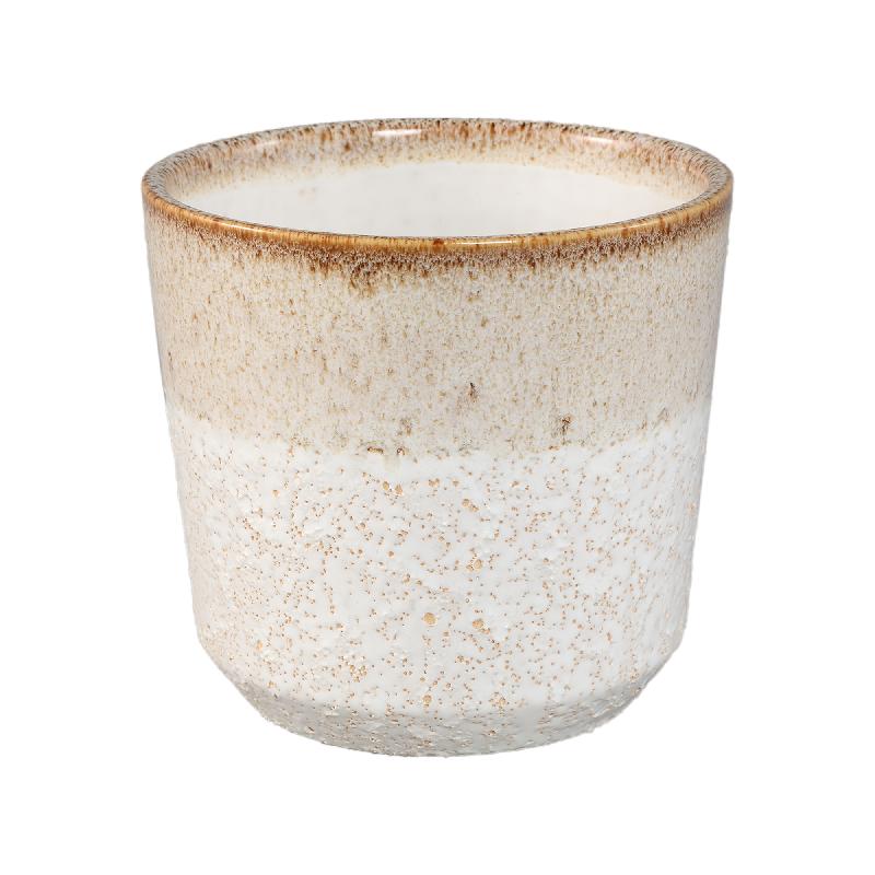 Verlyn Crème Keramische Pot Rond Dubbele Kleur Set van 6 Stuks XL 16x17x17 cm