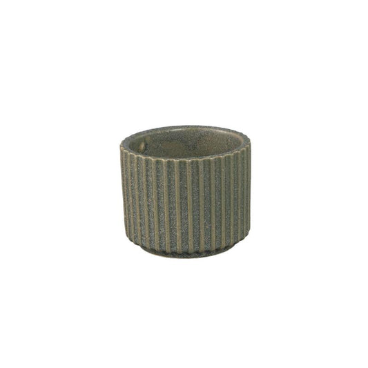 Renaud Groene Keramische Pot Geribd Mat Rond XS – Set van 12 Stuks 6x7.5x7.5 cm