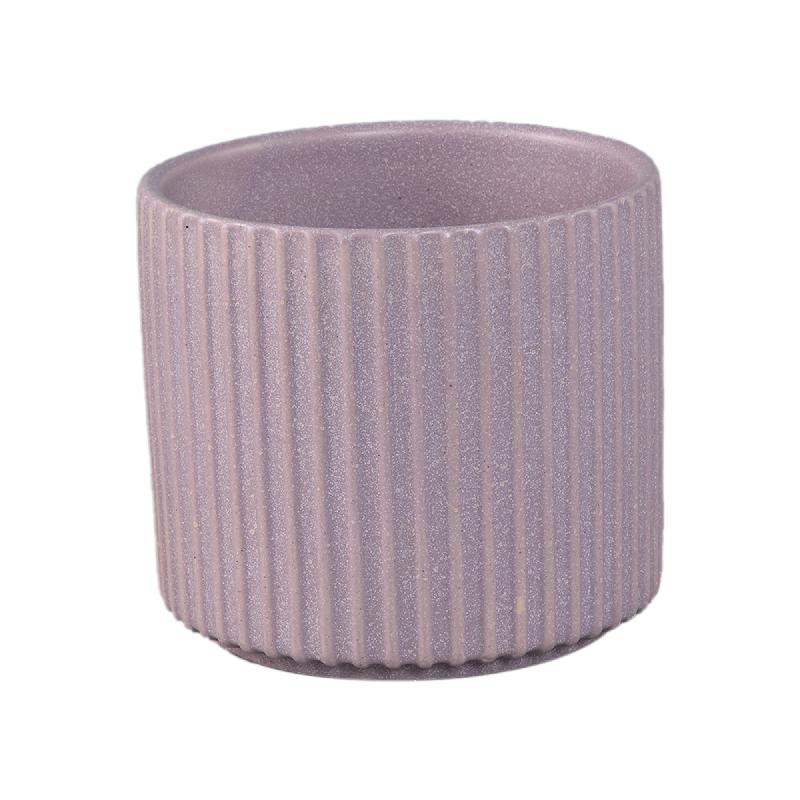 Renaud Lila Keramische Pot Geribfeld Mat Rond M – Set van 12 12x12.5x12.5 cm