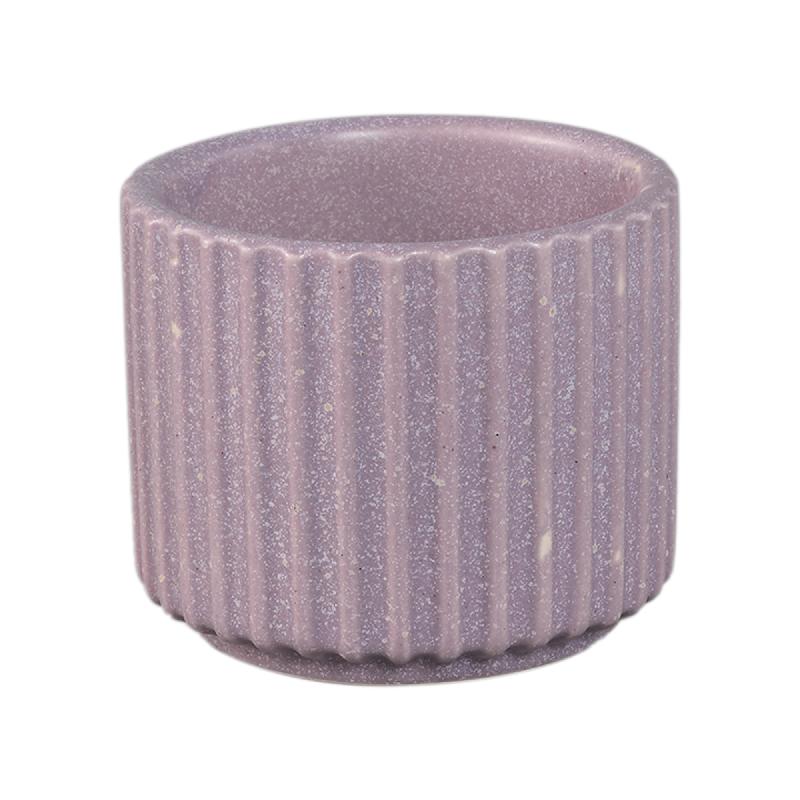 Renaud Lila Keramische Pot Geribd Mat Rond Set van 12 6x7.5x7.5 cm