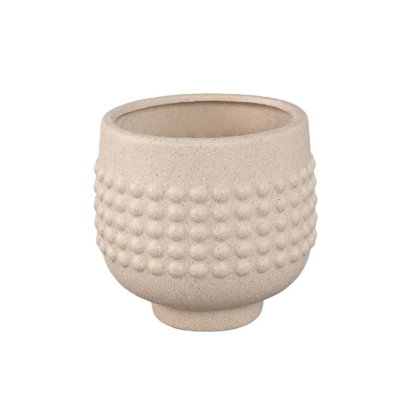 Clarece Crème Keramische Pot Met Gestippeld Centrum Op Voet L Set Van 6 15x16x16 cm