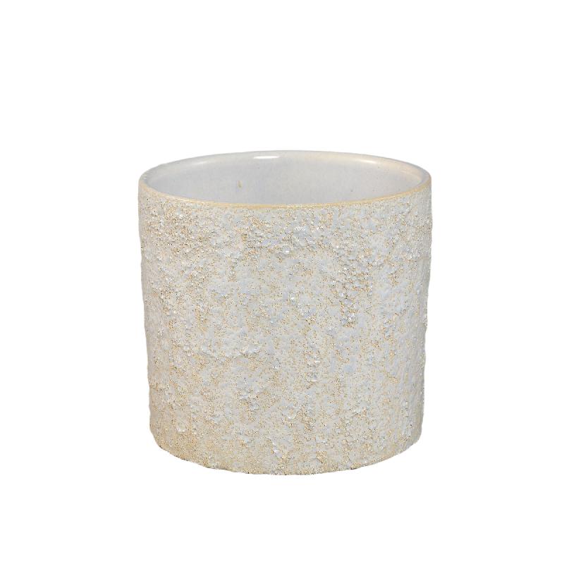 Felder Crème Keramische Pot Cilinder Rond Set van 6 Stuks 12.5x13.5x13.5 cm