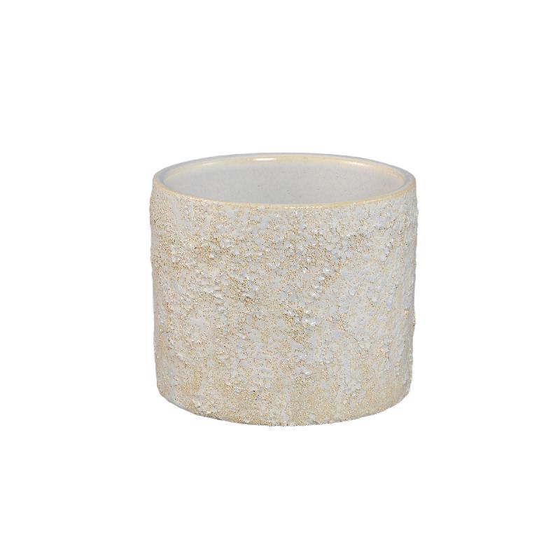 Felder Crème Keramische Pot Cilinder Rond M – Set van 12 10x11.5x11.5 cm