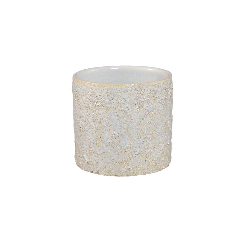 Felder Crème Keramische Pot Cilinder Rond S - Set van 12 9x10x10 cm