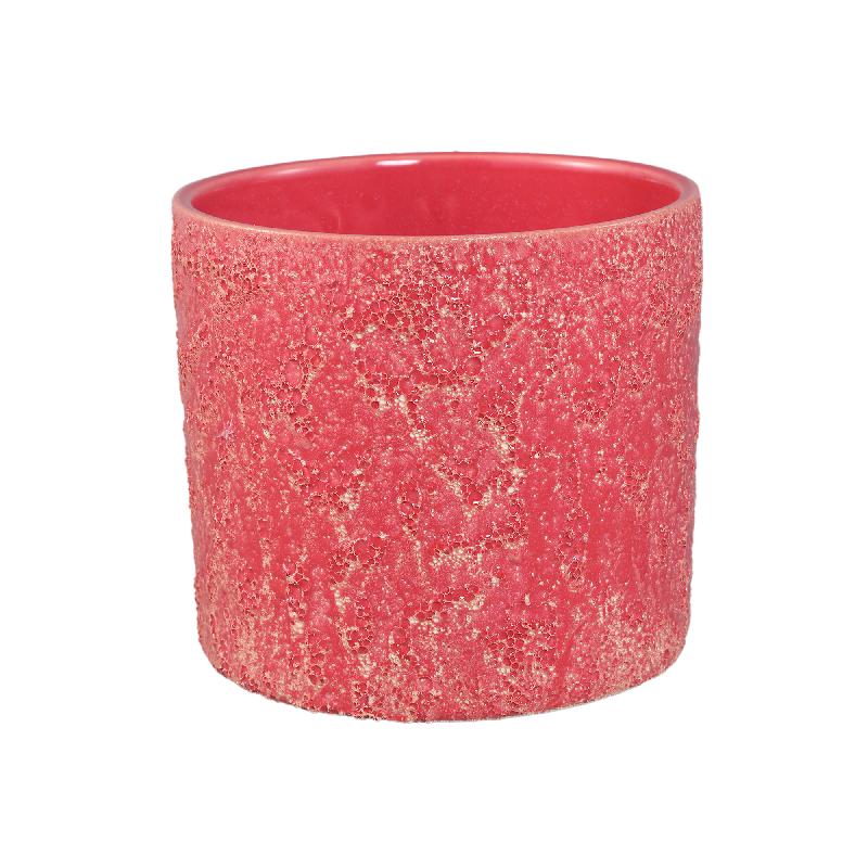 Felder Roze Keramische Pot Cilinder Round XL Set van 6 Stuks 15.5x17x17 cm
