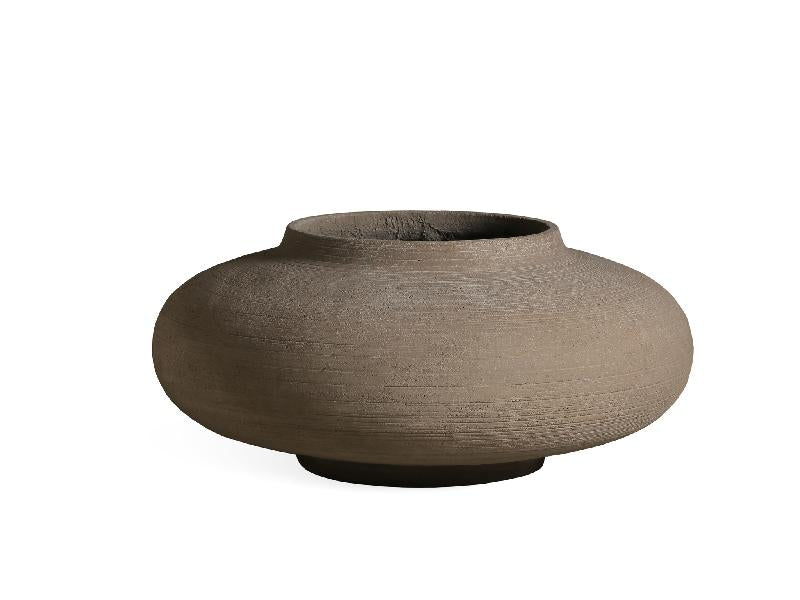 Morisa Bruine Cement-Vezel Grote Ronde Pot Laag 34x73.5x73.5 cm