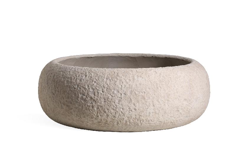 Meleyah Beige Fiber Cement Pot Rotsachtig Uiterlijk Rond Groot 31x91x91 cm