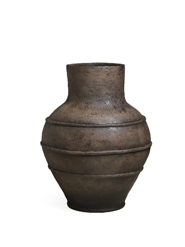 Nakela Donkerbruine Fiber Cement Vintage Pot Hoog 90x70x70 cm