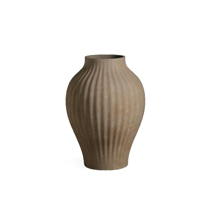 Beautii Bruine Fiber Cement Pot met Geribbelde Structuur L 72x52x52 cm