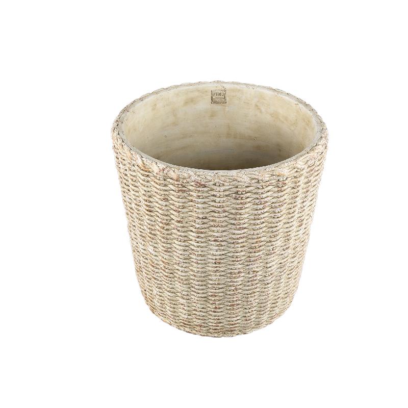 Ranel Crème Ronde Cementpot met Mandpatroon XXL 40x40x40 cm