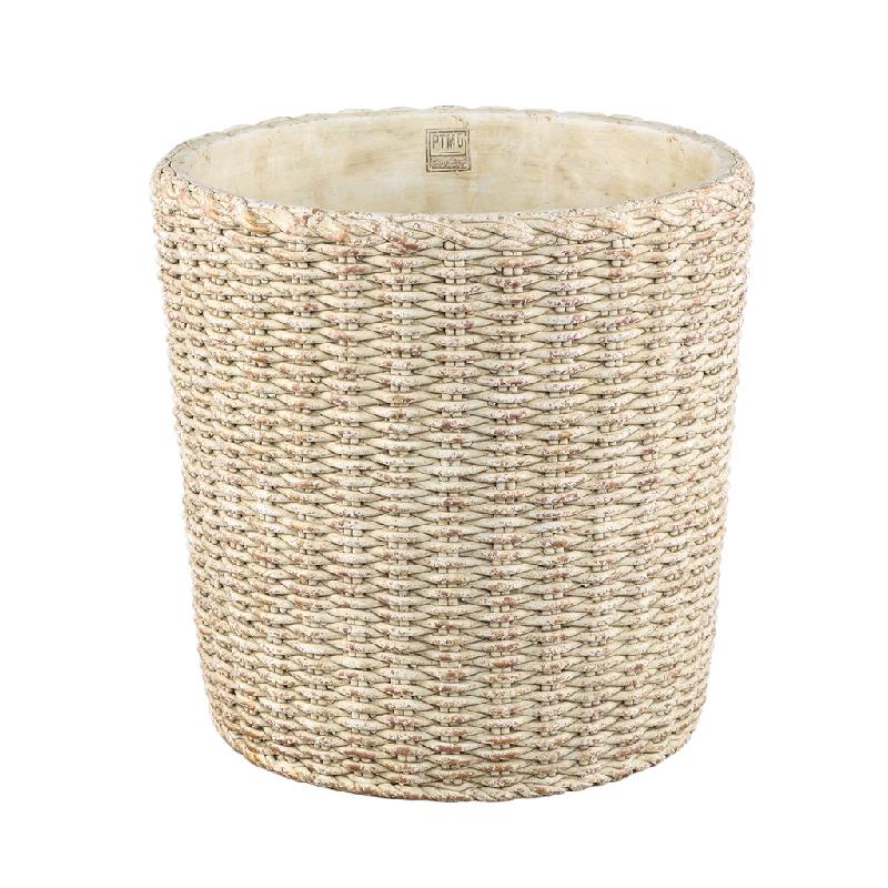 Ranel Crème Ronde Cementpot met Mandpatroon XXL 40x40x40 cm