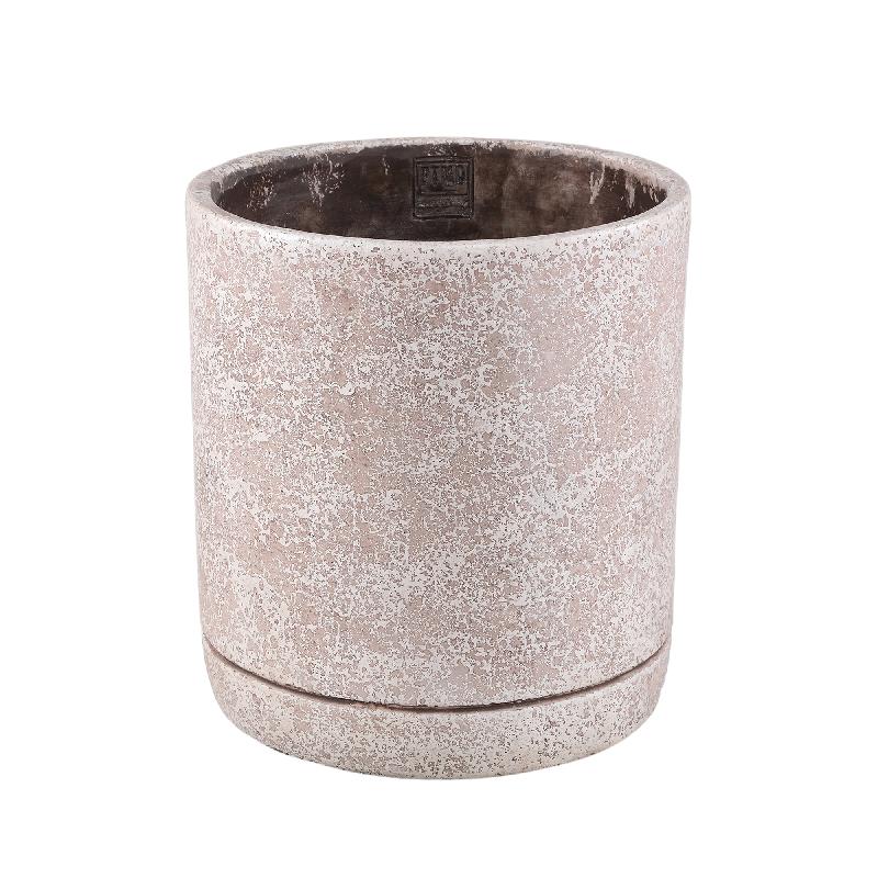 Asten Crème Ronde Cement Pot Terrozza Print XL - Set van 2 27x24x24 cm
