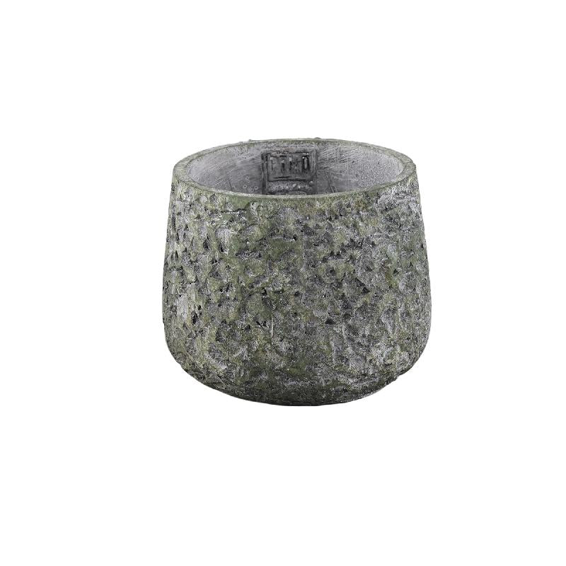 Ziven Groene Ronde Cementpot Met Ruw Patroon S - Set van 12 9.5x12x12 cm
