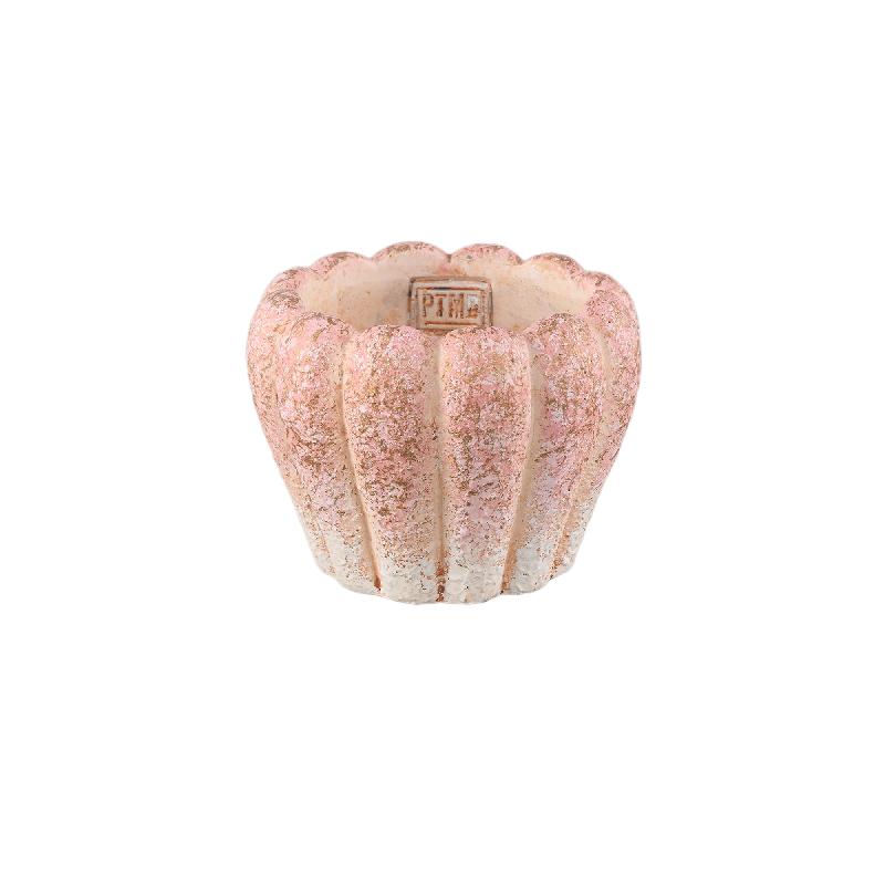 Chantile Roze Ronde Geribbelde Cementpot Ombre Set van 12 9.5x12x12 cm