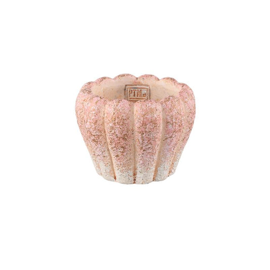 Chantile Roze Ronde Geribbelde Cementpot Ombre Set van 12 9.5x12x12 cm