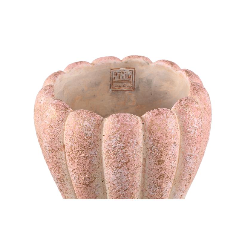 Chantile Roze Ronde Geribde Cement Pot Ombré Set van 6 Stuks XL 20x20x20 cm
