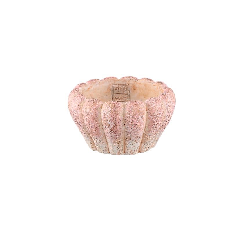 Chantile Roze Ronde Geribbelde Cementen Pot Ombré Set van 12 10x18x18 cm