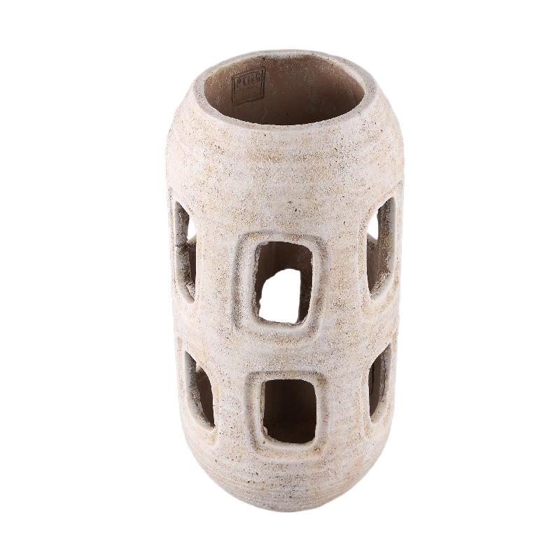 Tayla Ant Wit Rond Cement Windlicht Open Set van 2 40x20x20 cm