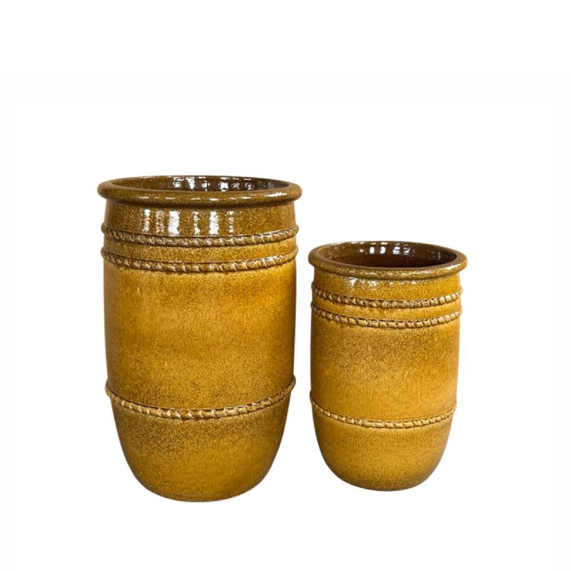 Lilliah Gele Keramische Pot Hoog Set Van 2 79x50x50 cm