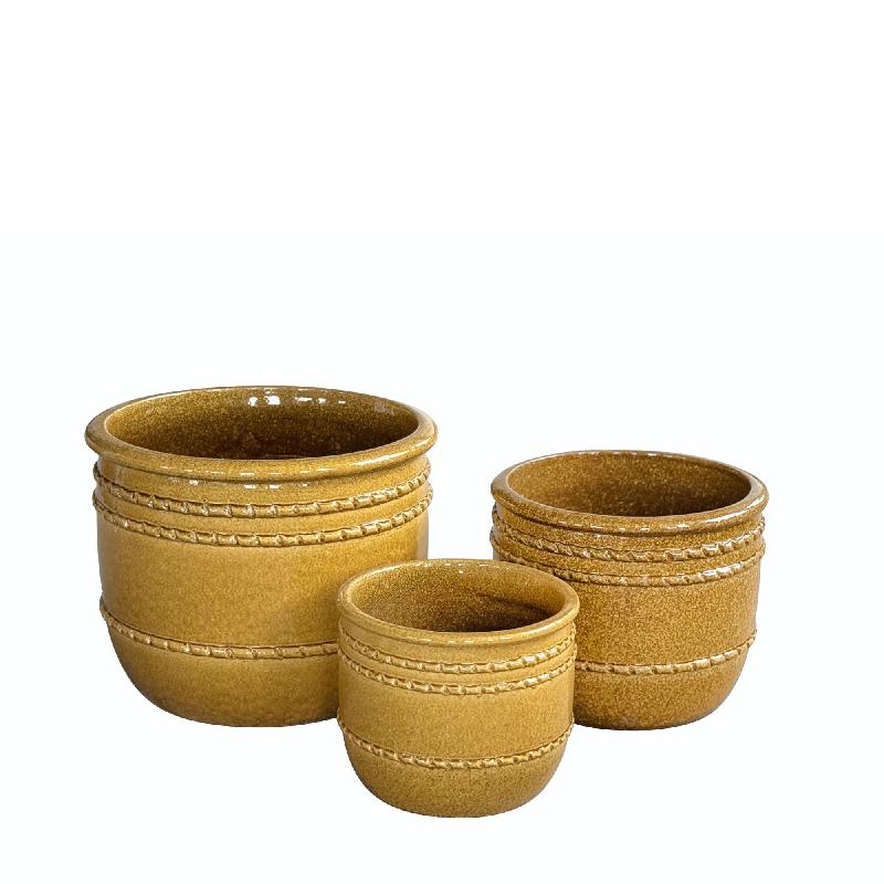 Lilliah Gele Keramische Pot Set Van 3 40x50x50 cm