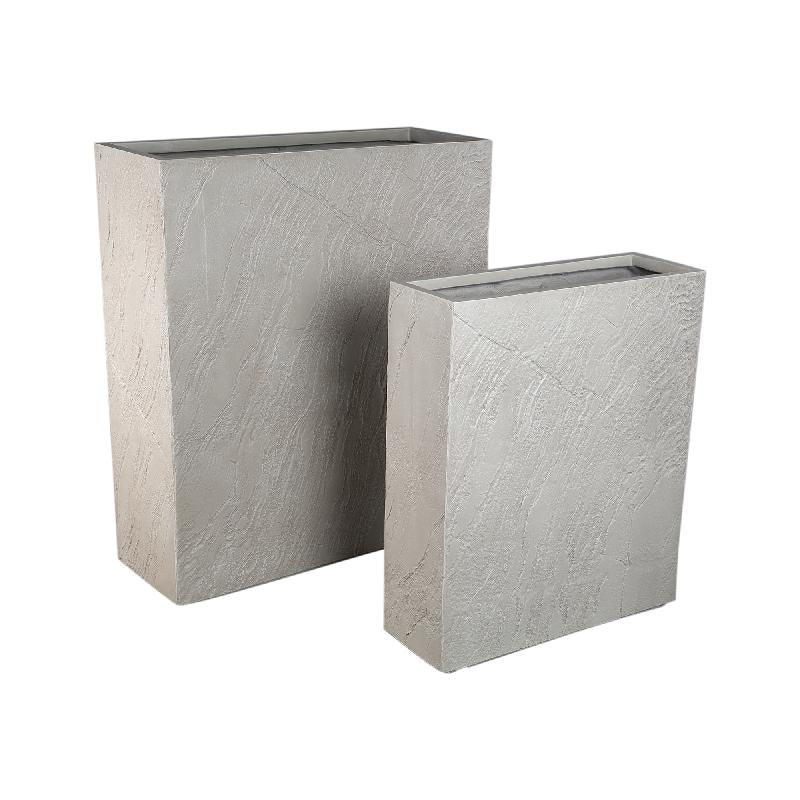 Berwin Beige Fiber Cement Rotsblok Pot Set van 2 Rechthoekig 92x80x30.5 cm