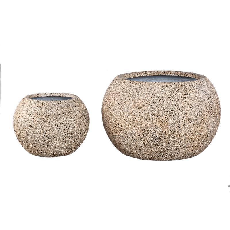 Nihara Beige Fiber Cement Pot Set van 2 Bal 37x55x55 cm