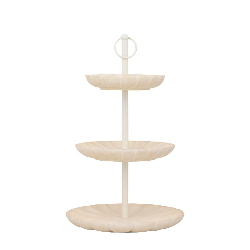 Meril Crème Mango Wood Etagère 3 Lagen 50x30x30 cm