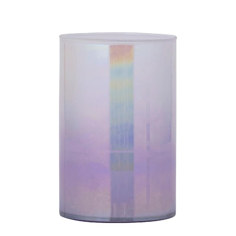 Darcy Paarse Ronde Glazen Windlicht Ombré Effect L Set van 8 Stuks 16.5x10x10 cm