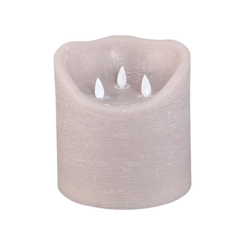 LED Licht Kaars Rustiek Beige Bewegbaar 3 Vlammen Set van 6 Stuks 15x15x15 cm