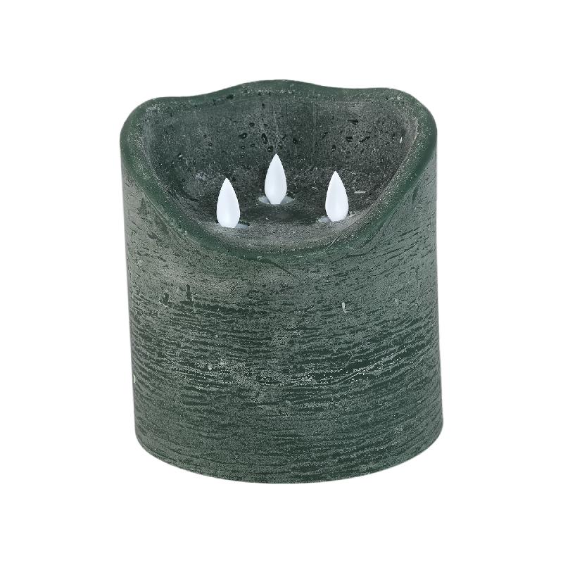 LED Lichtkaars Rustiek Donkergroen met Bewegende Vlammen Set van 6 Stuks 15x15x15 cm