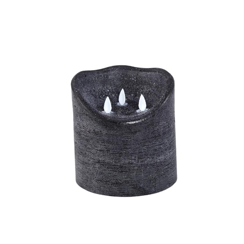 LED Licht Kaars Rustiek Zwart Beweegbaar 3 Vlammen Set van 6 Stuks 15x15x15 cm