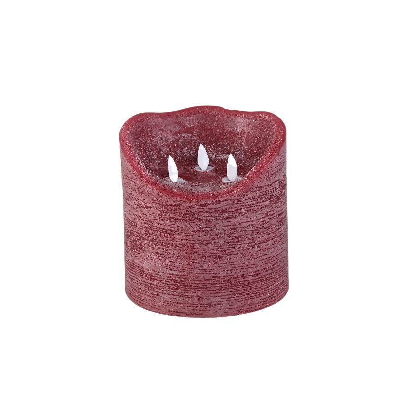 LED Lichtkaars Rustiek Bordeaux Met Bewegende Vlammen Set Van 6 Stuks 15x15x15 cm