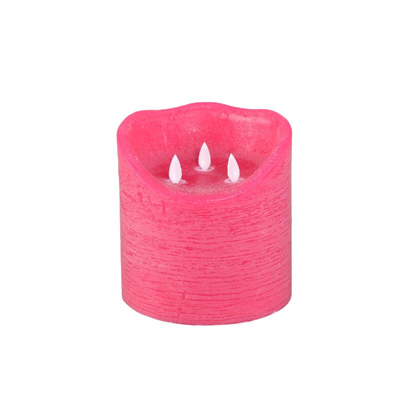 LED Light Kaars Bright Pink Beweegbaar 3 Vlammen Set van 6 Stuks 15x15x15 cm