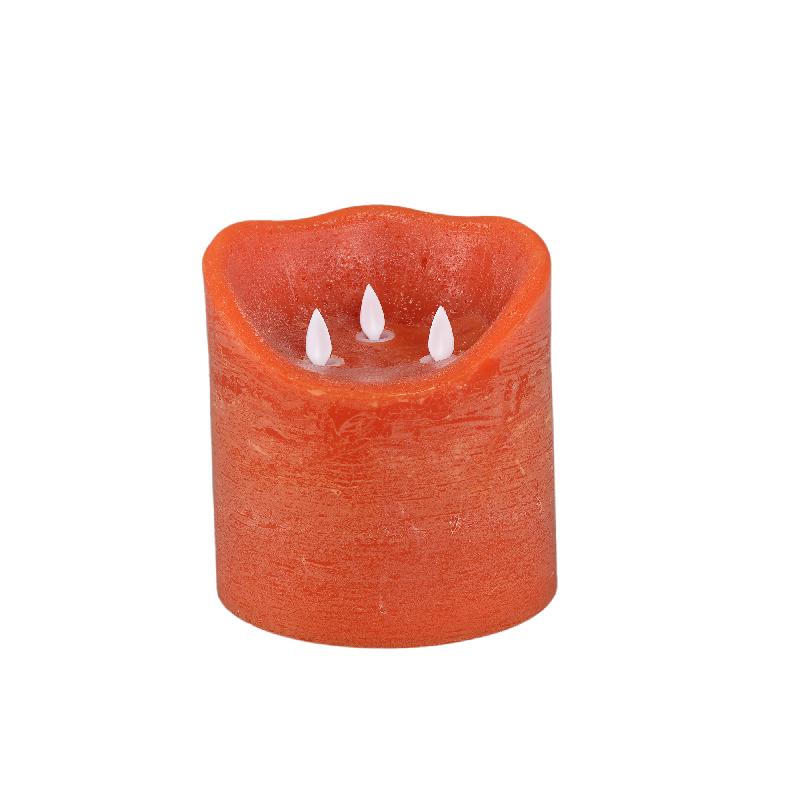 LED Light Kaars Roestoranje Beweegbaar 3 Vlammen Set van 6 Stuks 15x15x15 cm