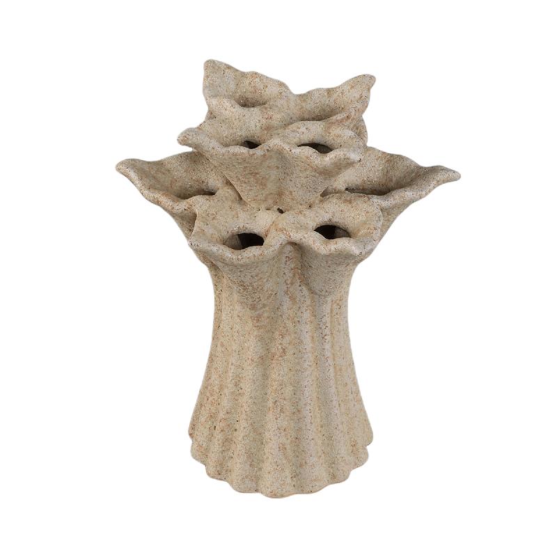 Ellodie Creme Keramische Tulp Vaas Set van 4 Stuks 20.5x17x17 cm