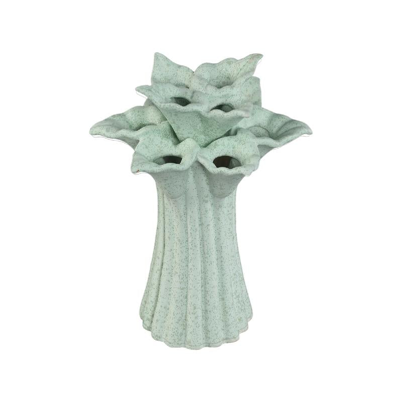 Ellodie Turquoise Keramische Tulpvaas Set van 4 Stuks M 25.5x18x18 cm