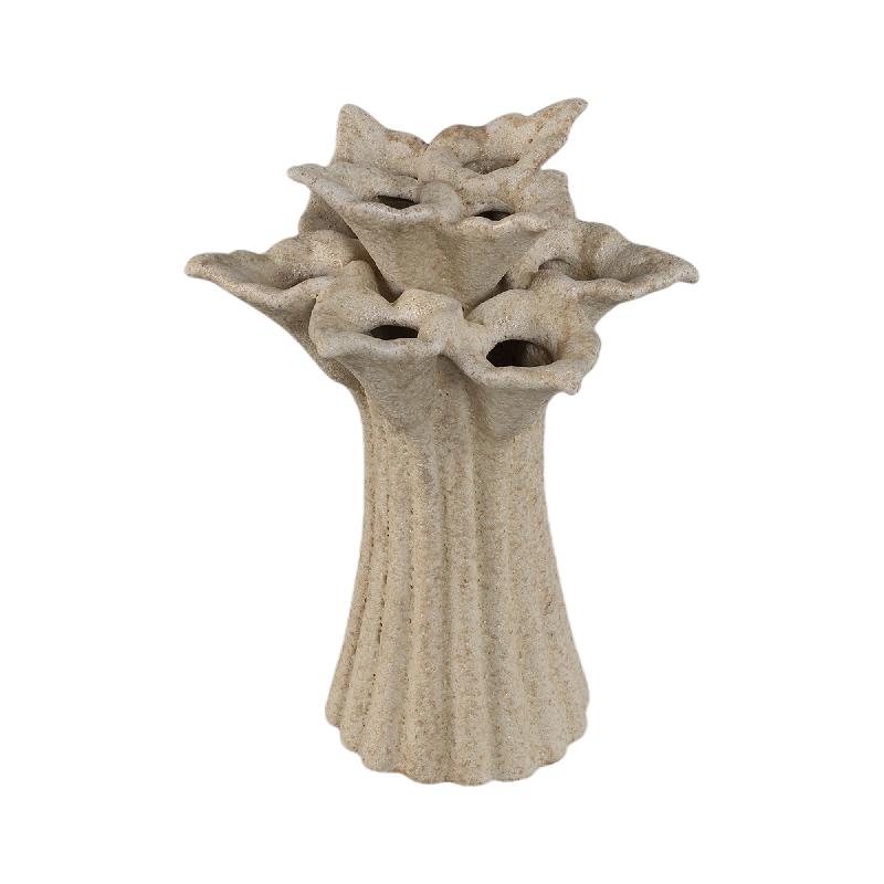 Ellodie Crème Keramische Bloemen Tulp Vaas M Set van 4 Stuks 25.5x18x18 cm