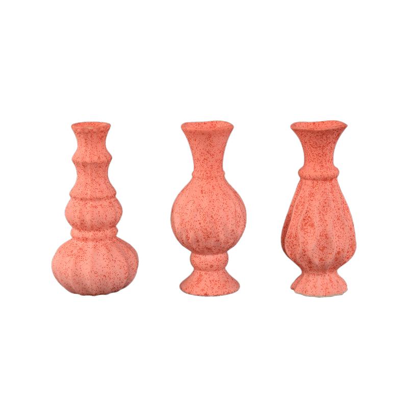 Nayda Roze Keramische Ronde Bolle Vazen Set van 4 17x7.5x7.5 cm
