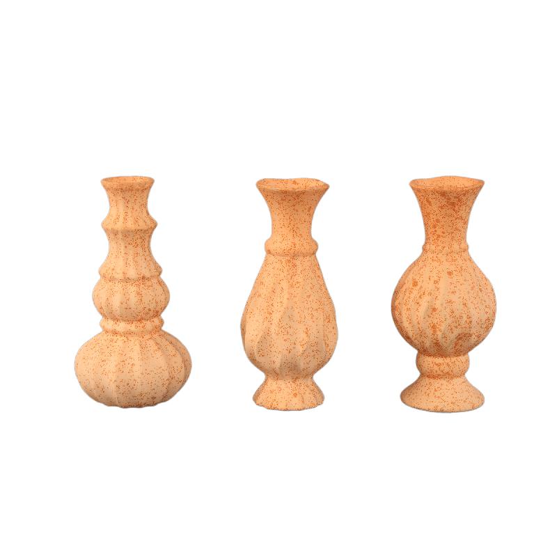 Nayda Oranje Keramische Ronde Bolle Vazen Set Van 4 17x7.5x7.5 cm