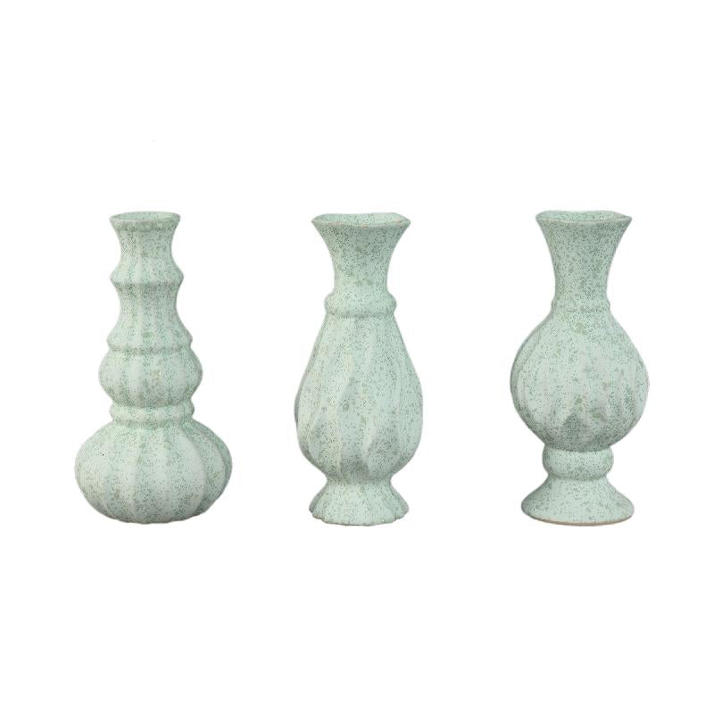 Nayda Turquoise Keramische Ronde Bolle Vazen Set Van 4 17x7.5x7.5 cm