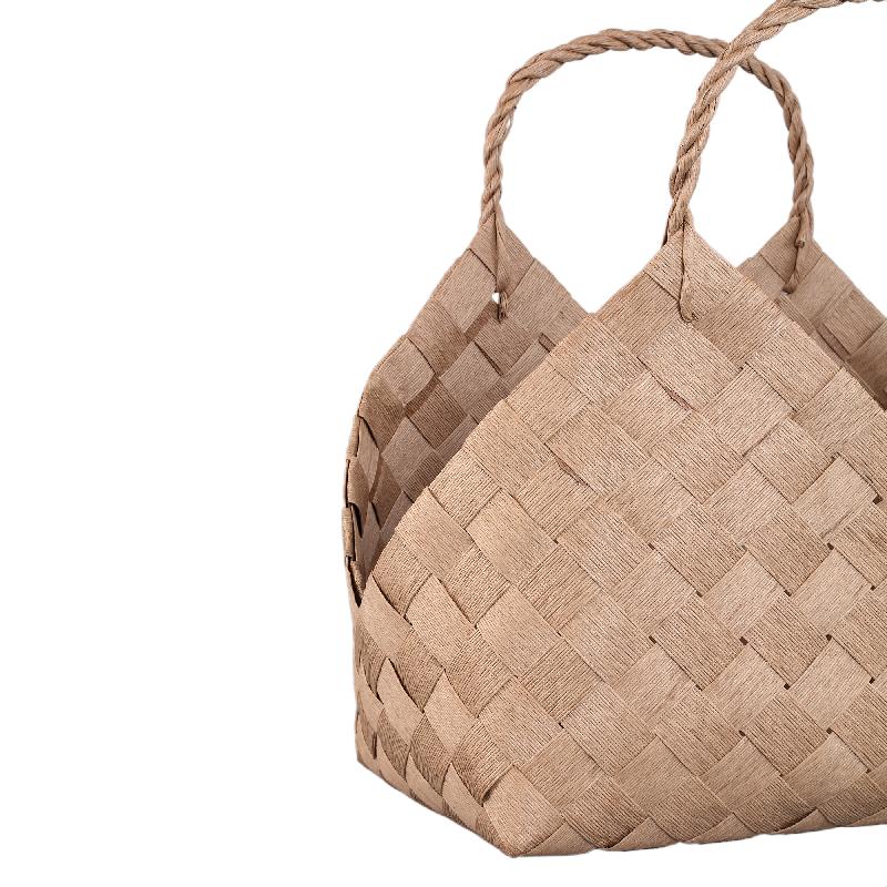 Clarke Naturel Driehoekige Geweven Papieren Mand Set van 4 53x58x36 cm