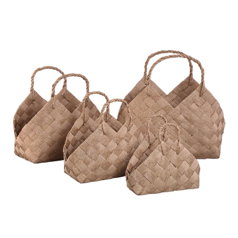 Clarke Naturel Driehoekige Geweven Papieren Mand Set van 4 53x58x36 cm