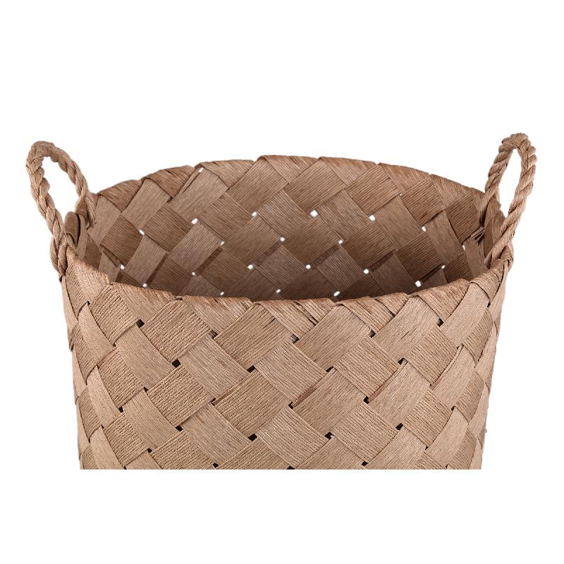 Clarke Natuurlijke Ronde Gevlochten Papieren Mand met Handvat 55x42x42 cm