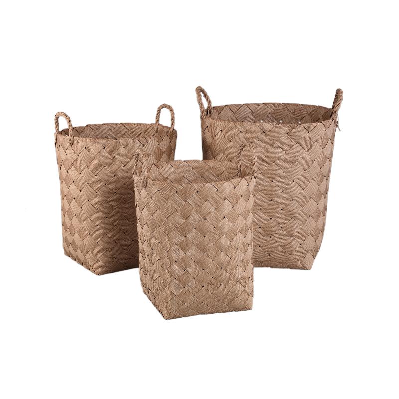 Clarke Natuurlijke Ronde Gevlochten Papieren Mand met Handvat 55x42x42 cm