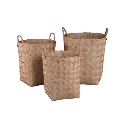 Clarke Natuurlijke Ronde Gevlochten Papieren Mand met Handvat 55x42x42 cm