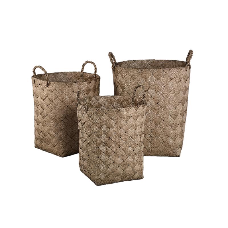 Clarke Groen Ronde Geweven Papieren Mand Met Handvat 55x42x42 cm