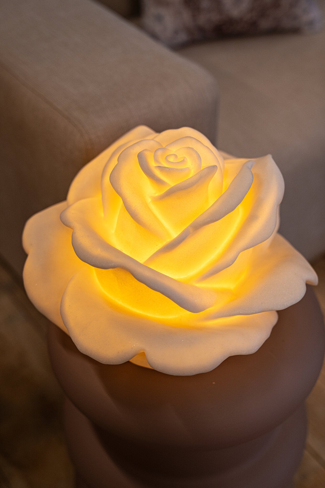 Aveda Witte Roos Poly Led-Licht Oplaadbaar Laag 26x35x34 cm