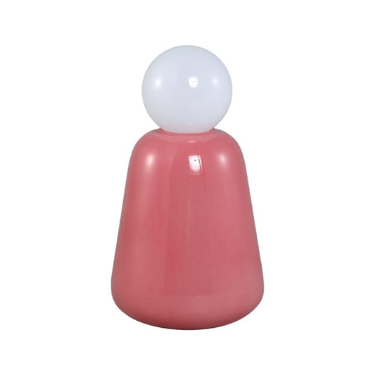 Garine Donkerroze Glazen LED-lamp Oplaadbaar Set van 2 25x14x14 cm