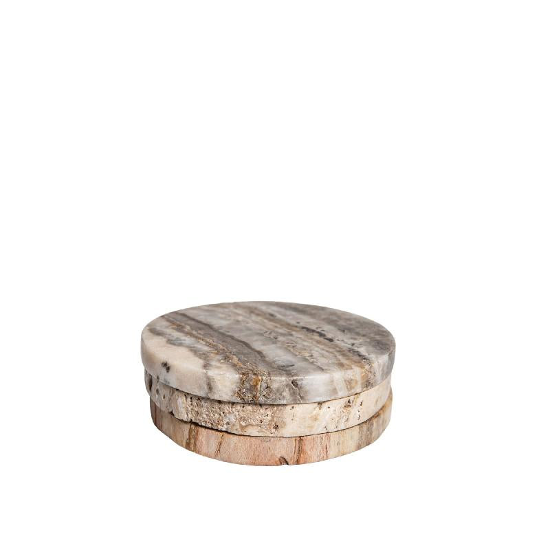 Jaidan Natuurlijke Versteende Hout Onderzetters Set Van 2 1x10x10 cm
