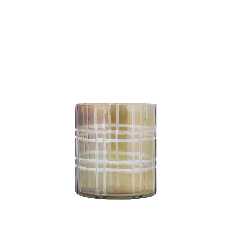 Divit Groen Rond Glazen Windlicht Strepen Set van 4 17x15x15 cm